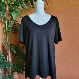 3/$25 Members Mark Essential V Neck Tee Shirt Soft XL Basic Black Modal Pima